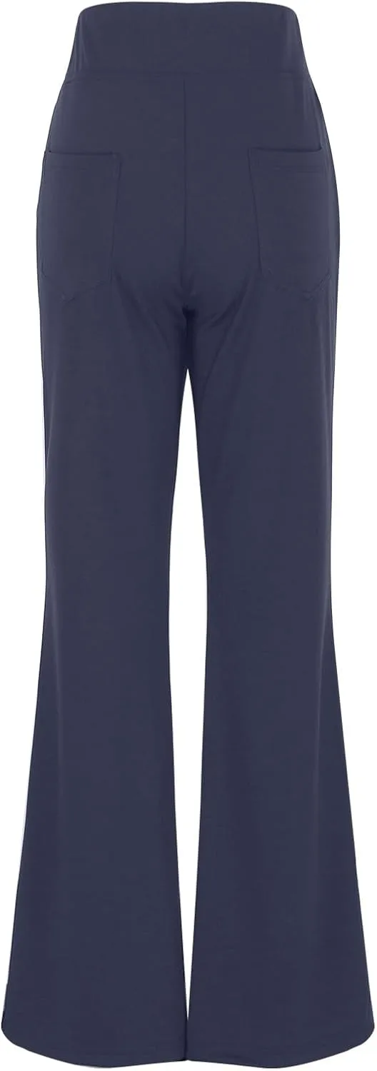 Womens Bootcut Dressy Pants Business Casual Work Pants with Pockets High Waist Stretchy Trousers Pull On Office
