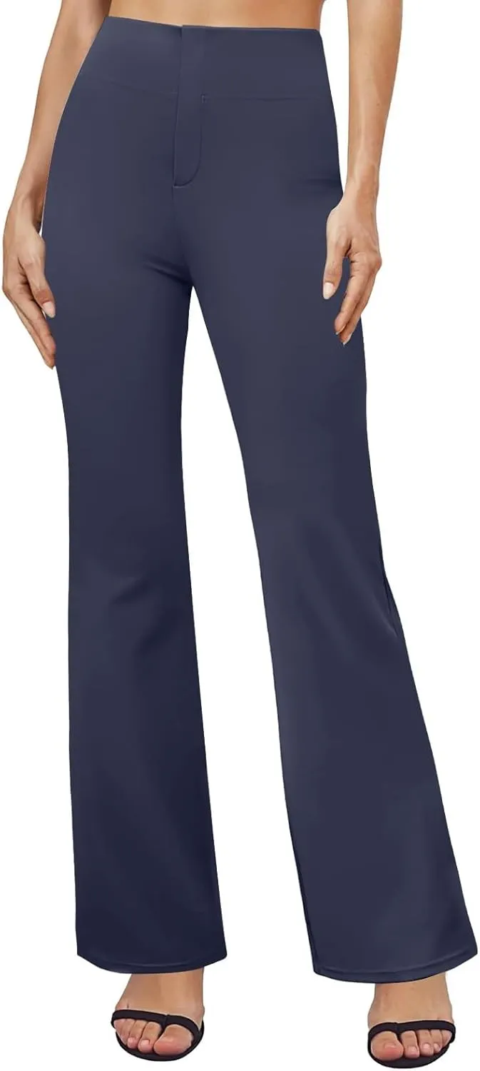Womens Bootcut Dressy Pants Business Casual Work Pants with Pockets High Waist Stretchy Trousers Pull On Office