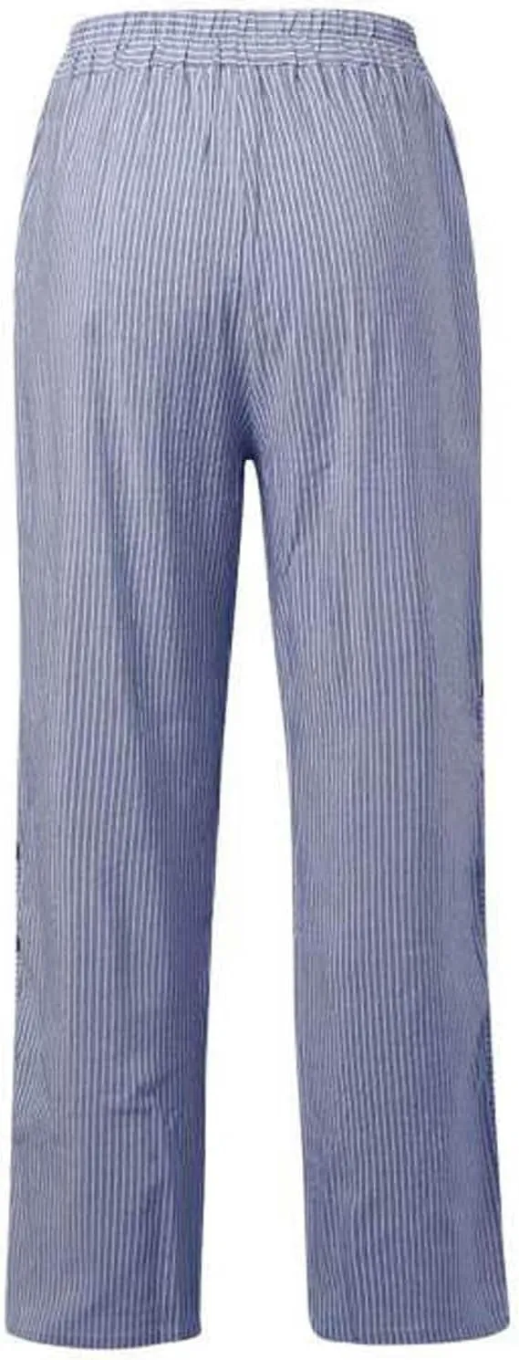Women's Cotton Linen Pants Summer Casual Baggy Wide Leg Elastic High Waist Beach Slacks Stripe Printed Capri Trousers