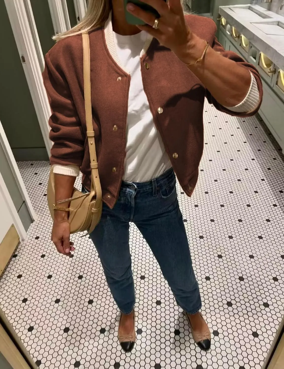 Women's Cropped Street Bomber Jacket long sleeve Button Down Crop Tops Coat