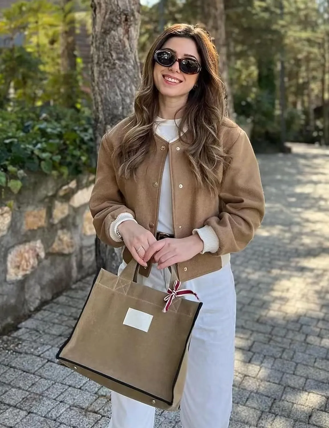 Women's Cropped Street Bomber Jacket long sleeve Button Down Crop Tops Coat