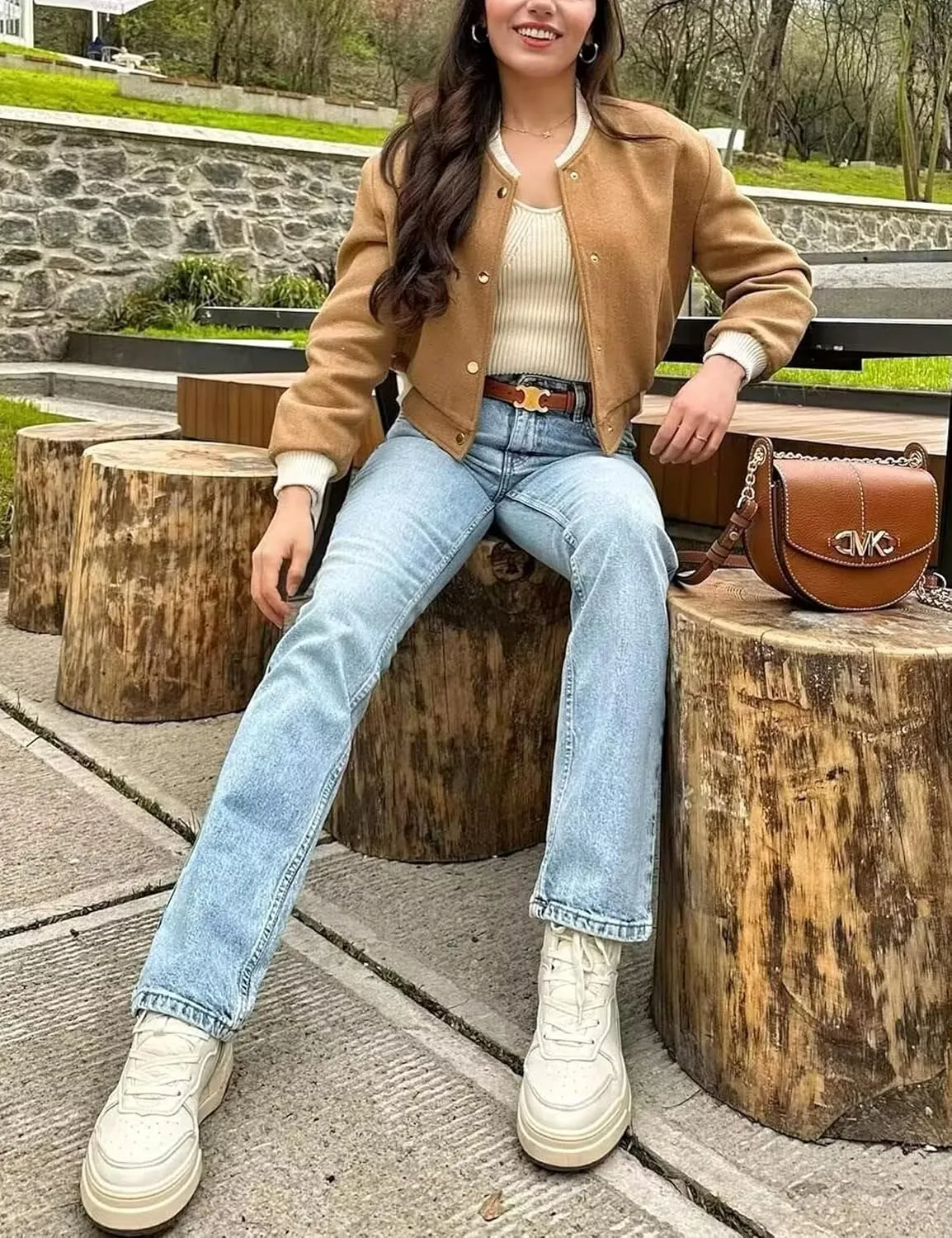 Women's Cropped Street Bomber Jacket long sleeve Button Down Crop Tops Coat