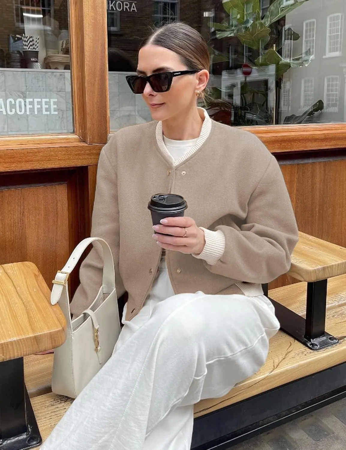 Women's Cropped Street Bomber Jacket long sleeve Button Down Crop Tops Coat