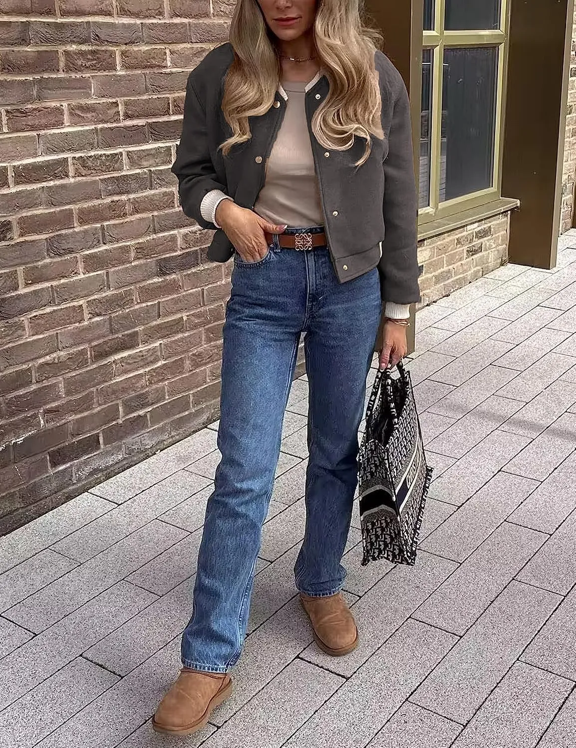 Women's Cropped Street Bomber Jacket long sleeve Button Down Crop Tops Coat