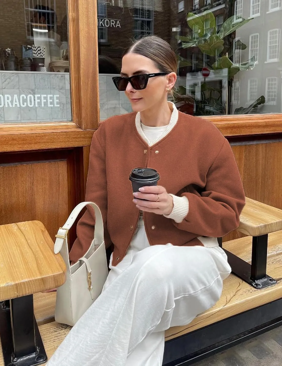 Women's Cropped Street Bomber Jacket long sleeve Button Down Crop Tops Coat