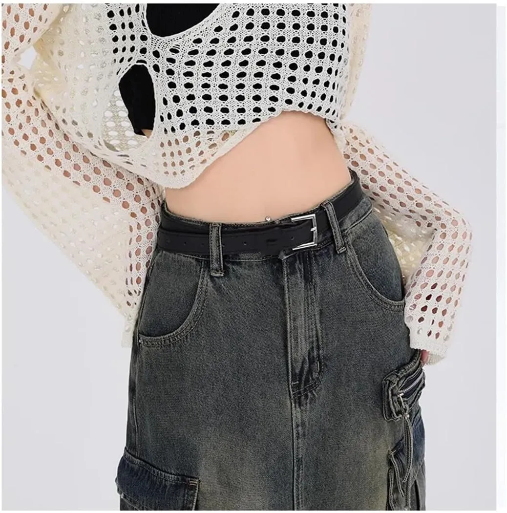 Women's Fishtail Pleated Denim Skirt Split High Waisted Skirt