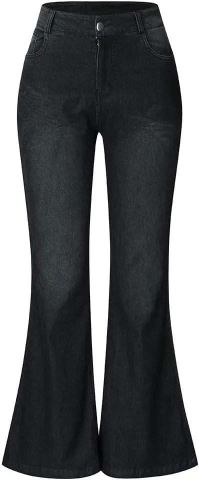 Women's Flare Bell Bottom Jeans High Waisted Casual Trendy Y2K Denim Pants Pocket Stretchy Sexy Classic Bootcut Pant