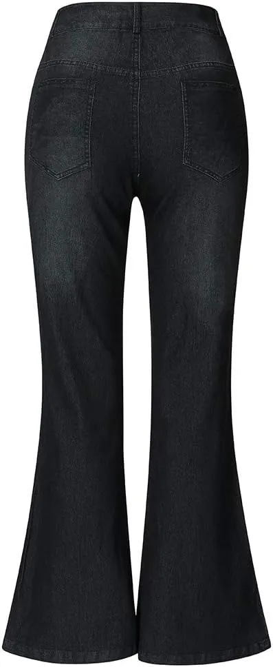 Women's Flare Bell Bottom Jeans High Waisted Casual Trendy Y2K Denim Pants Pocket Stretchy Sexy Classic Bootcut Pant