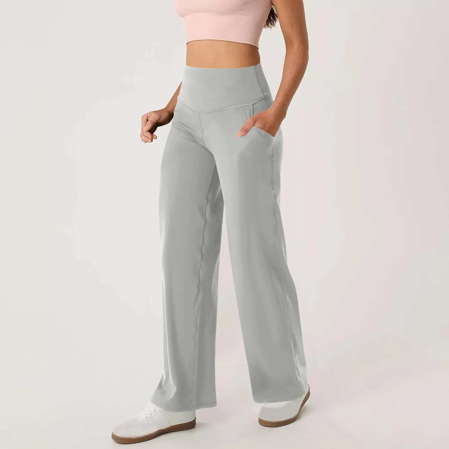 Womens High Waist Dress Pants Casual Loose Work Pants Wide Leg Pocket Going Out Trousers 2025 New Business Clothing