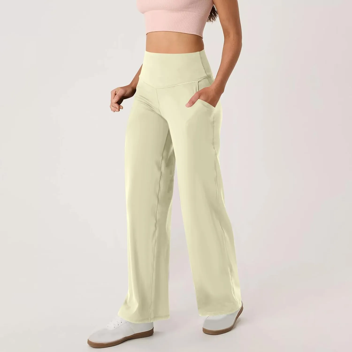 Womens High Waist Dress Pants Casual Loose Work Pants Wide Leg Pocket Going Out Trousers 2025 New Business Clothing
