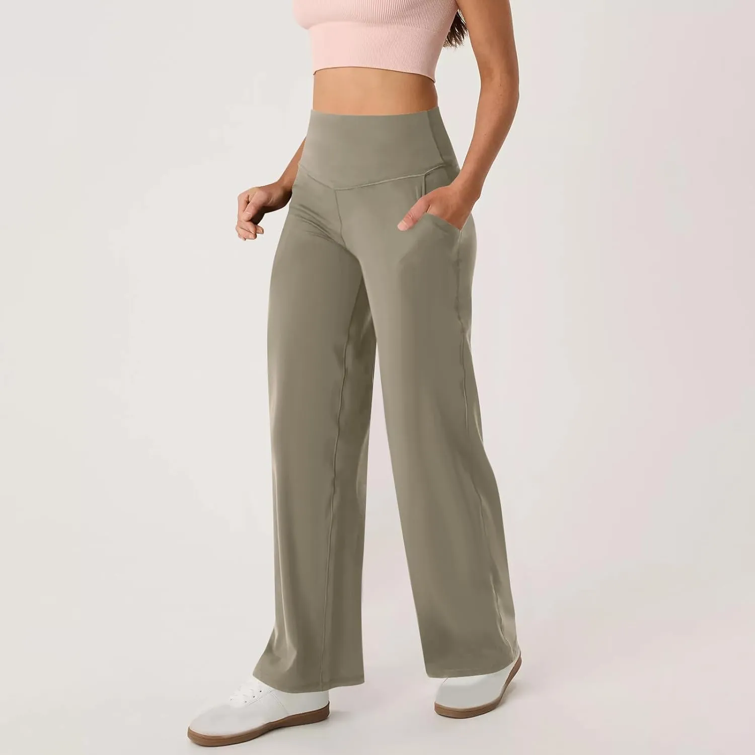 Womens High Waist Dress Pants Casual Loose Work Pants Wide Leg Pocket Going Out Trousers 2025 New Business Clothing