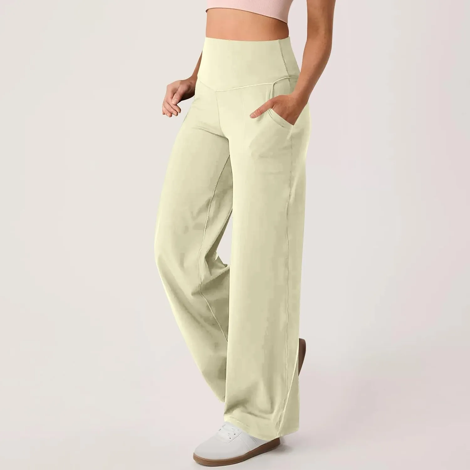 Womens High Waist Dress Pants Casual Loose Work Pants Wide Leg Pocket Going Out Trousers 2025 New Business Clothing
