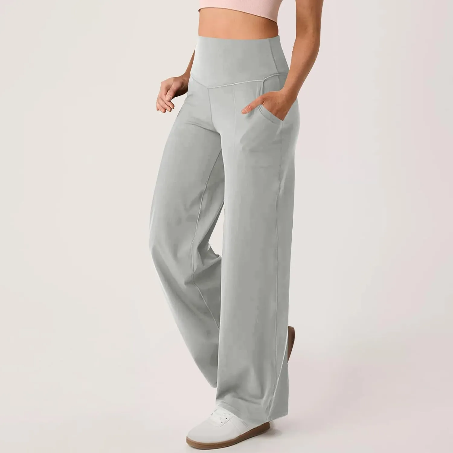 Womens High Waist Dress Pants Casual Loose Work Pants Wide Leg Pocket Going Out Trousers 2025 New Business Clothing