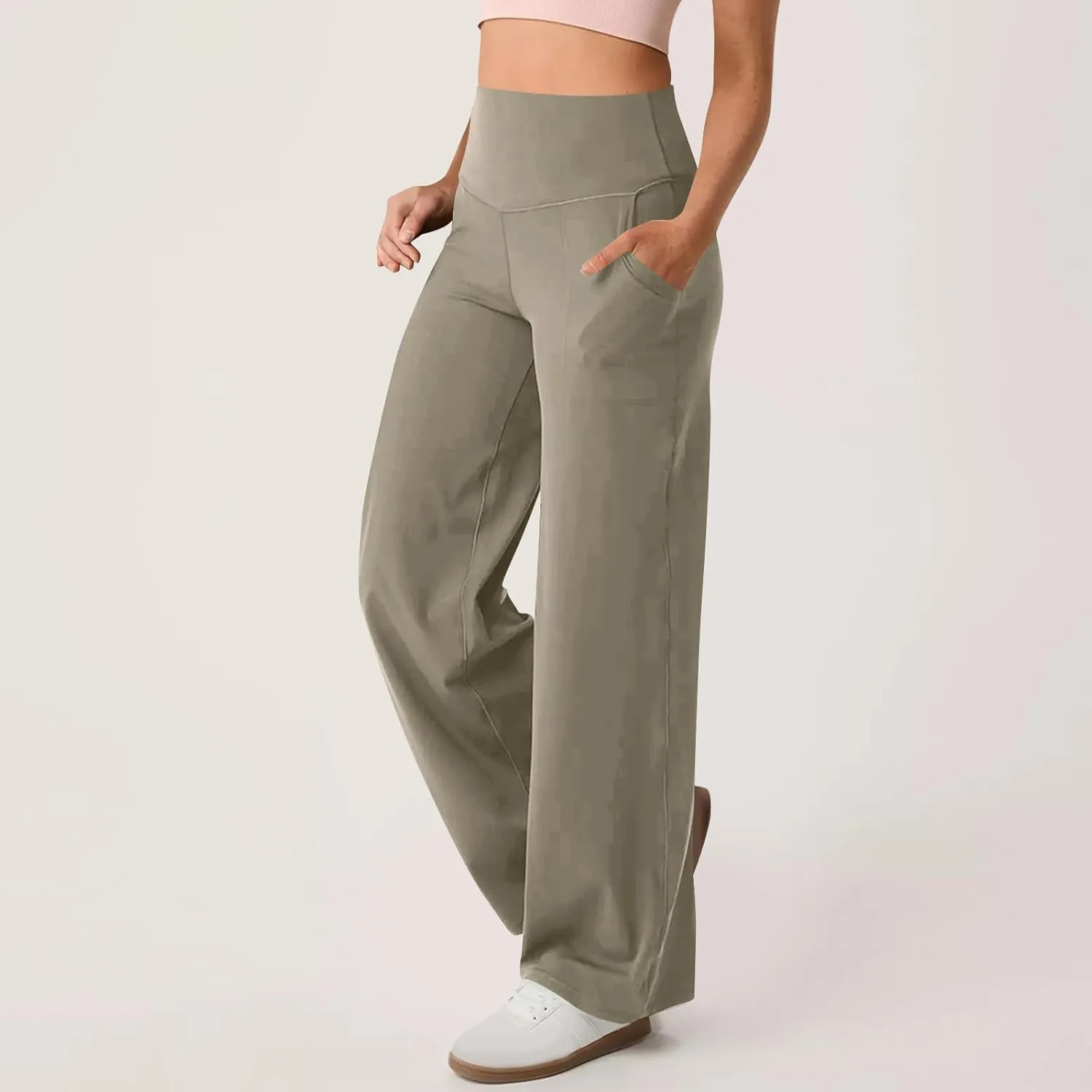 Womens High Waist Dress Pants Casual Loose Work Pants Wide Leg Pocket Going Out Trousers 2025 New Business Clothing