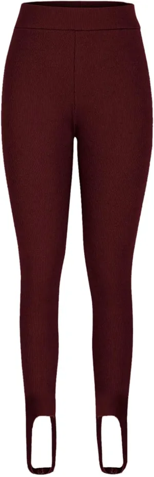 Women's High Waist Knit Yoga Stirrup Leggings Trendy Tummy Control Stretch Gym Trouser Workout Running Tights Pants