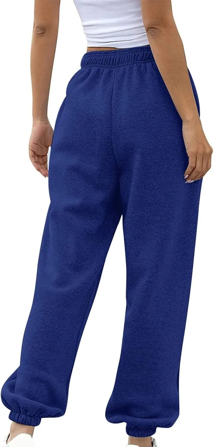 Womens High Waisted Baggy Sweatpants Workout Cinch Bottom High Waist Jogger Pants Y2k Trendy Pockets Lounge Trousers