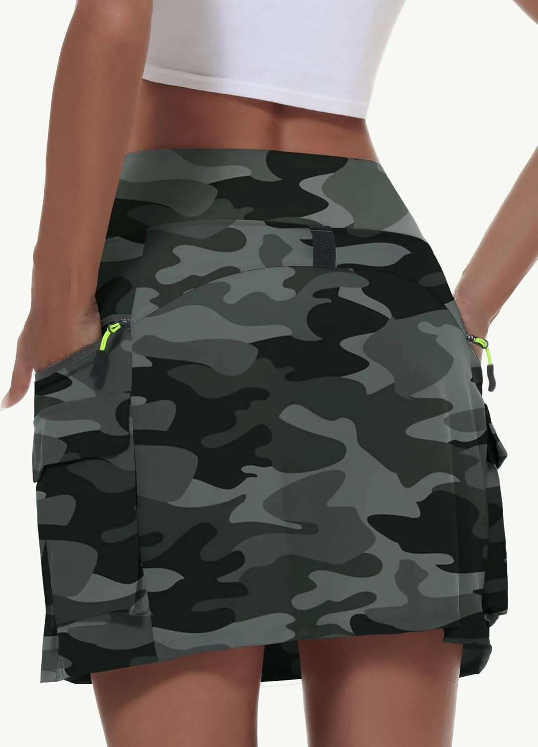 Women's Hiking Cargo Skort Skirt High Waisted Golf Dressy Casual with Zipper Pockets Workout Sport Quick Dry Skirts