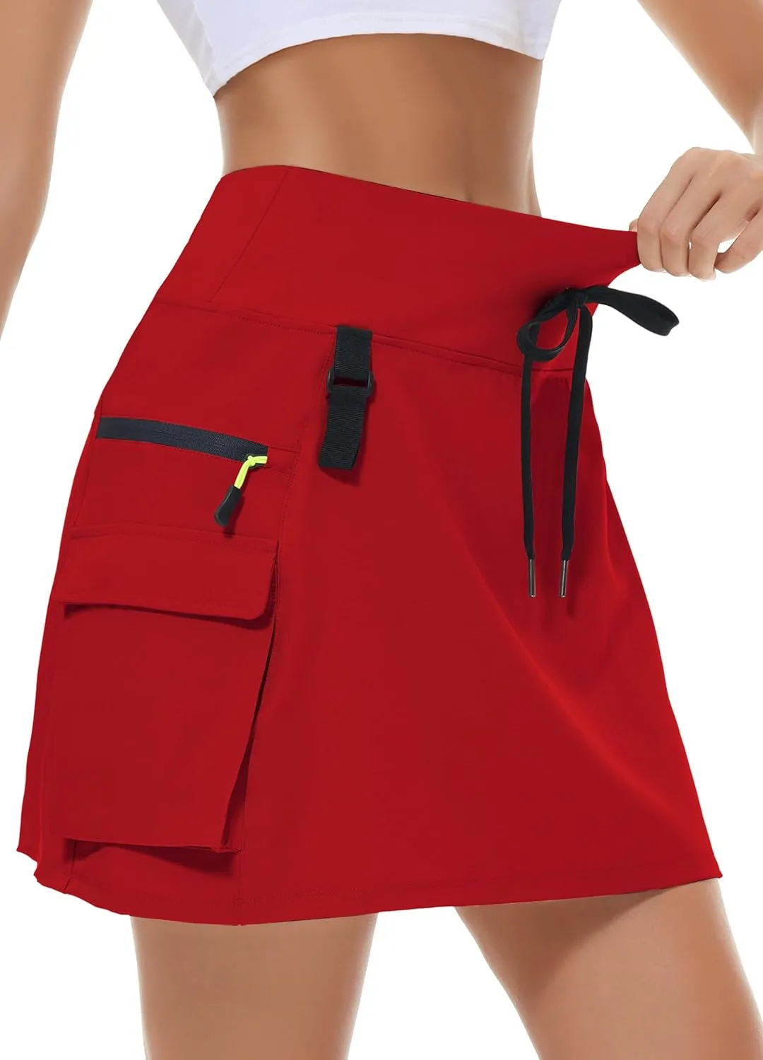 Women's Hiking Cargo Skort Skirt High Waisted Golf Dressy Casual with Zipper Pockets Workout Sport Quick Dry Skirts