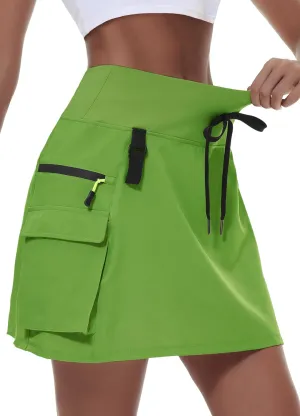Women's Hiking Cargo Skort Skirt High Waisted Golf Dressy Casual with Zipper Pockets Workout Sport Quick Dry Skirts