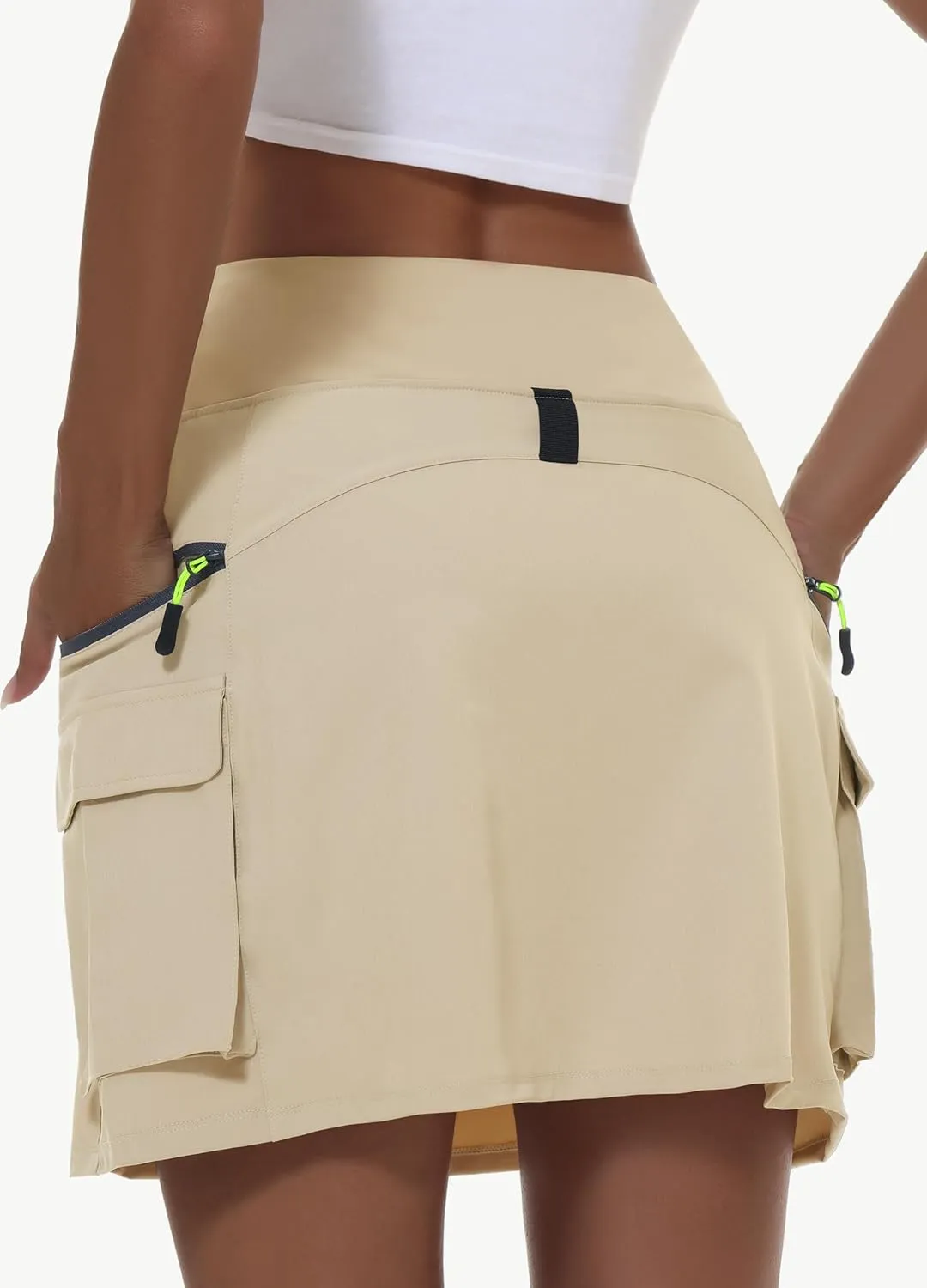 Women's Hiking Cargo Skort Skirt High Waisted Golf Dressy Casual with Zipper Pockets Workout Sport Quick Dry Skirts