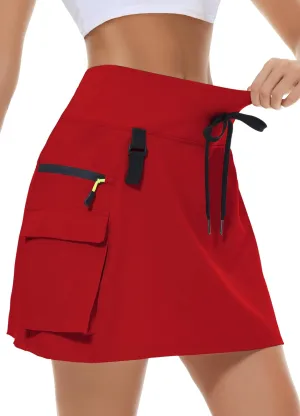 Women's Hiking Cargo Skort Skirt High Waisted Golf Dressy Casual with Zipper Pockets Workout Sport Quick Dry Skirts