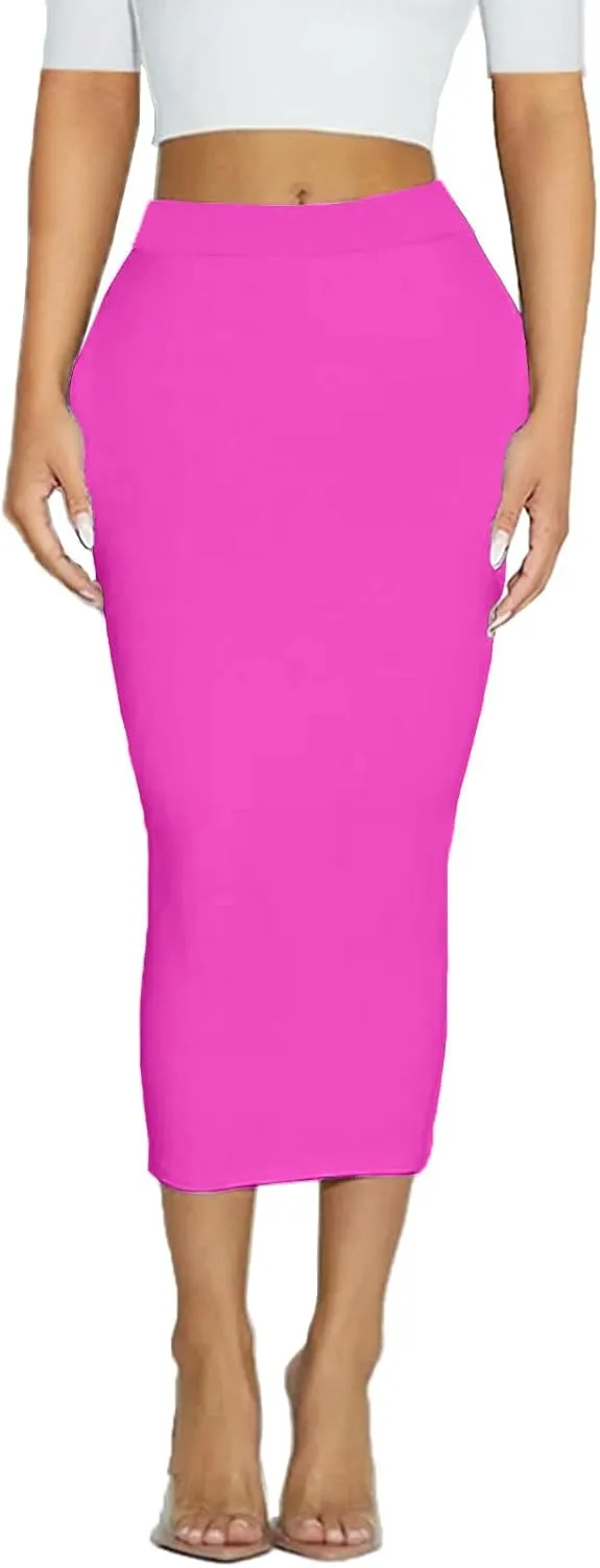 Women's Long Midi Pencil Skirt - High Waisted Bodycon Summer Casual Club Going Out Y2K Tight Skirts