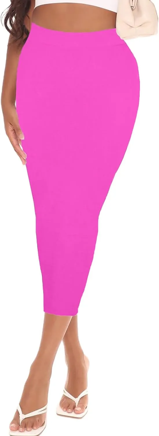 Women's Long Midi Pencil Skirt - High Waisted Bodycon Summer Casual Club Going Out Y2K Tight Skirts