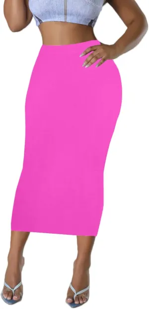 Women's Long Midi Pencil Skirt - High Waisted Bodycon Summer Casual Club Going Out Y2K Tight Skirts