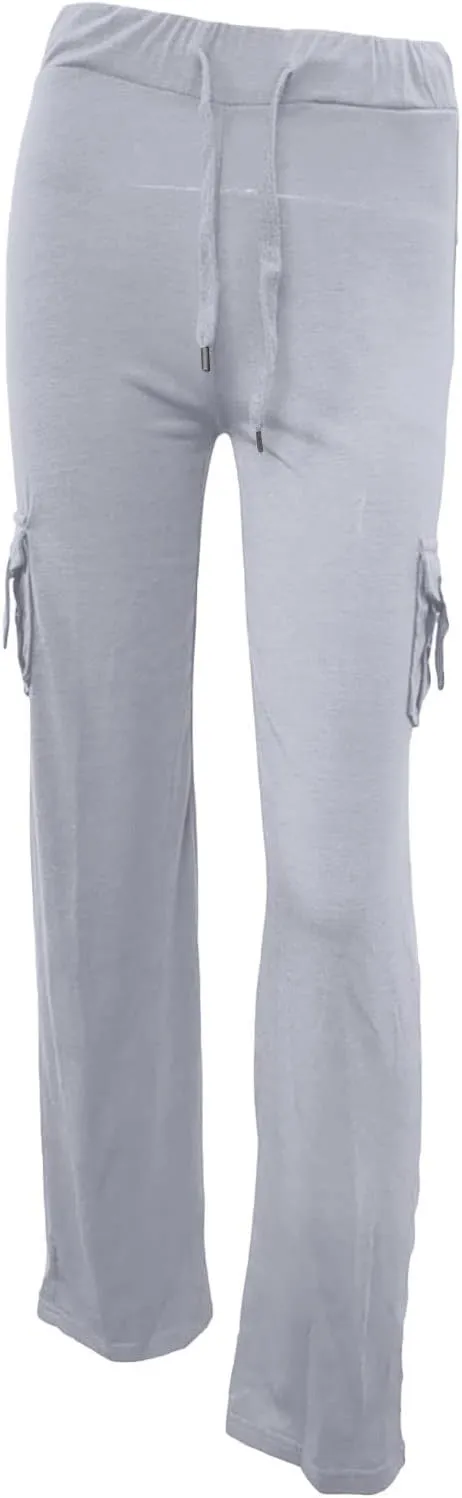 Womens Plus Size Cargo Yoga Pants Dressy Casual Loose Comfy Wide Leg Lounge Trousers High Waist Bootcut Yoga Leggings