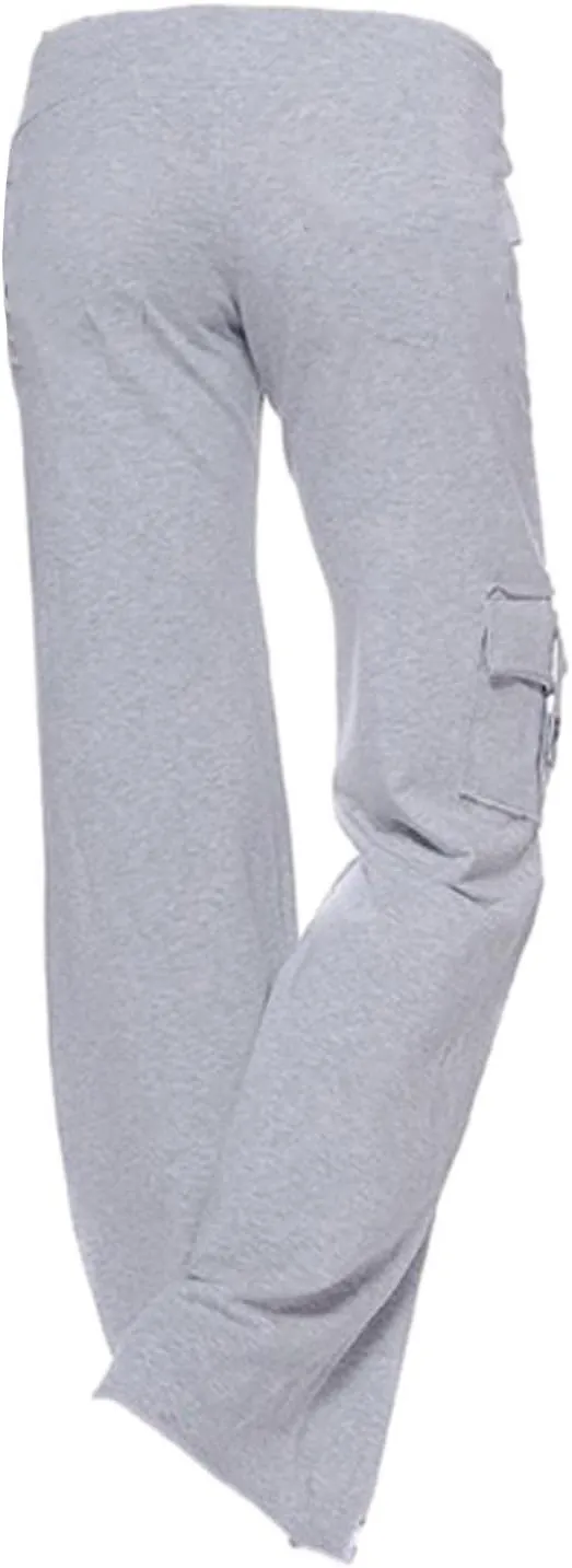 Womens Plus Size Cargo Yoga Pants Dressy Casual Loose Comfy Wide Leg Lounge Trousers High Waist Bootcut Yoga Leggings