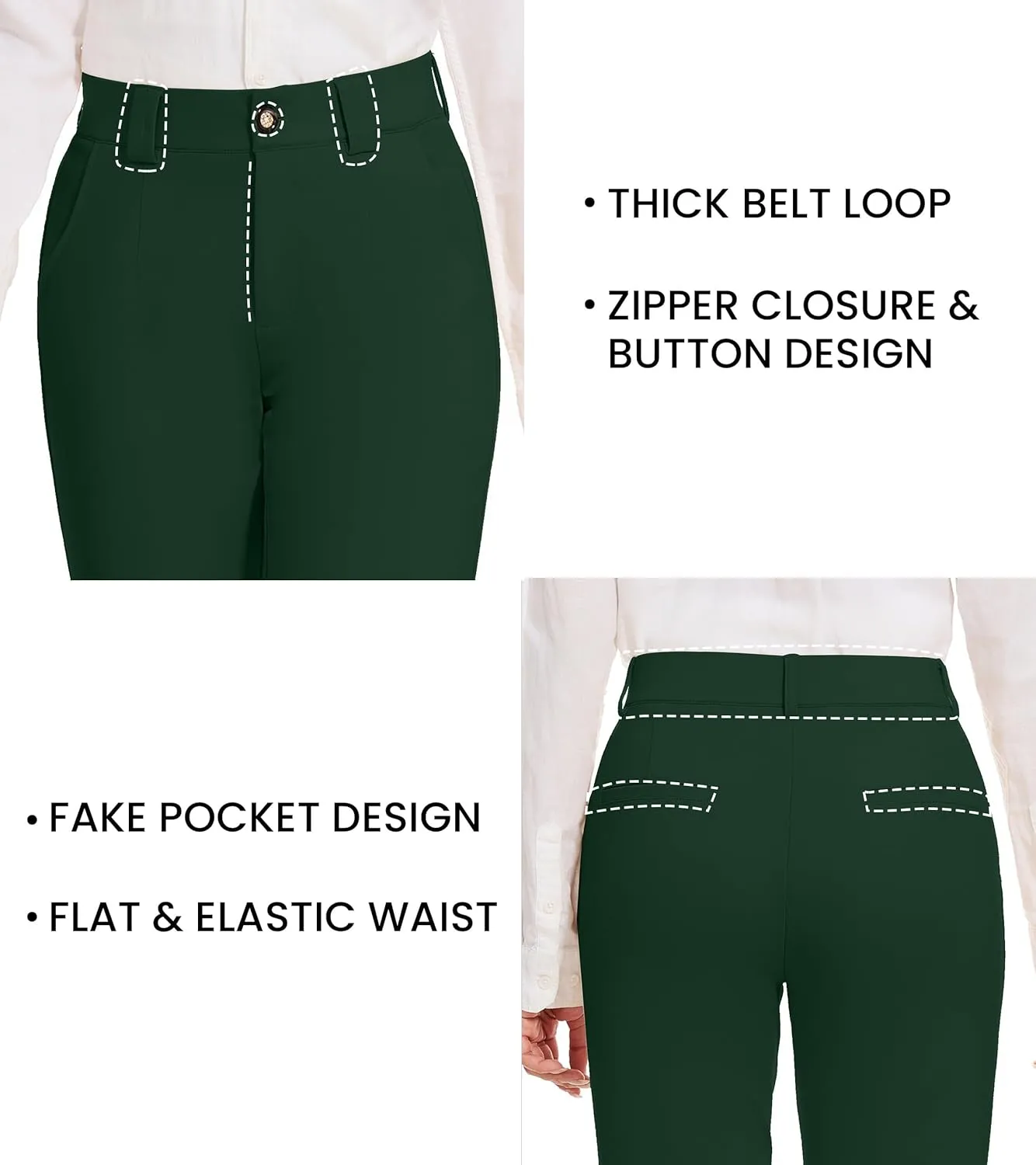 Women's Stretch Business Straight Leg Dress Pants with Pockets Wear to Work Casual Suitpants