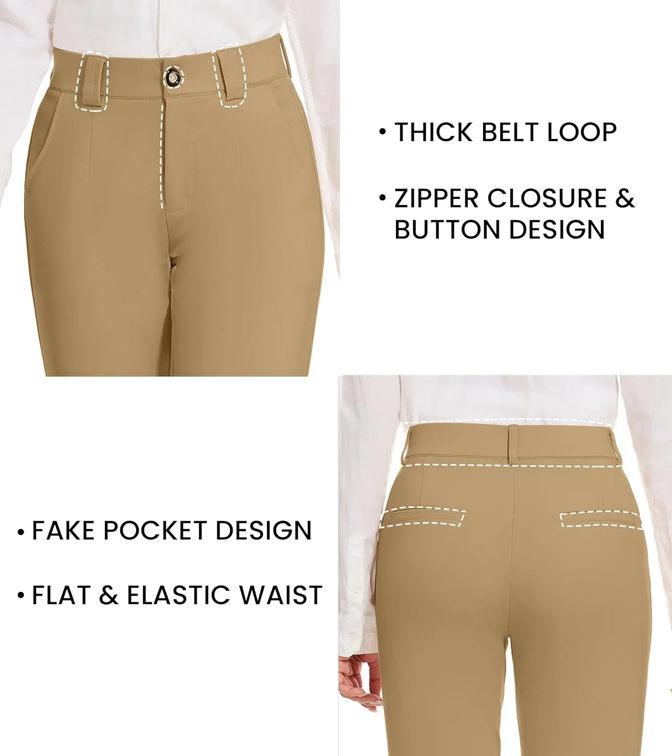 Women's Stretch Business Straight Leg Dress Pants with Pockets Wear to Work Casual Suitpants