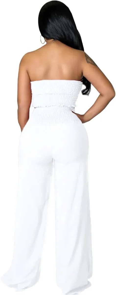 Womens Summer Outfits Crop Tops and Pants Sets Sexy Vacation Jumpsuits 2 Piece Sets with Pockets