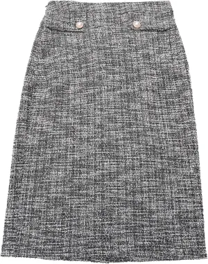 Women's Tweed Skirt High Waist Elegant Work Office Midi Pencil Skirts