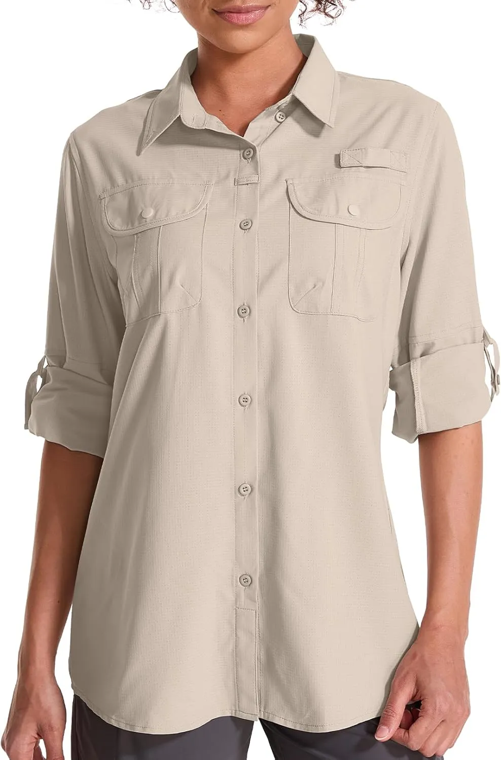 Women's UPF 50 Sun Protection Safari Clothes Long Sleeve Quick Dry Shirts for Hiking Beach Fishing Sailing