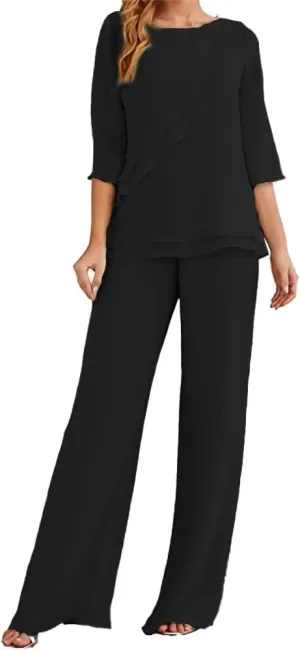 Women's Wedding Pant Suits Elegant Mother of The Bride Pant Suit Chiffon Pants Suits for Women