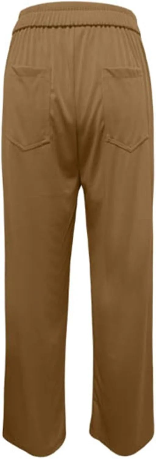 Womens Wide Leg Dress Pants Casual Dressy High Waist Work Pants Trendy Office Business Trousers with Pockets