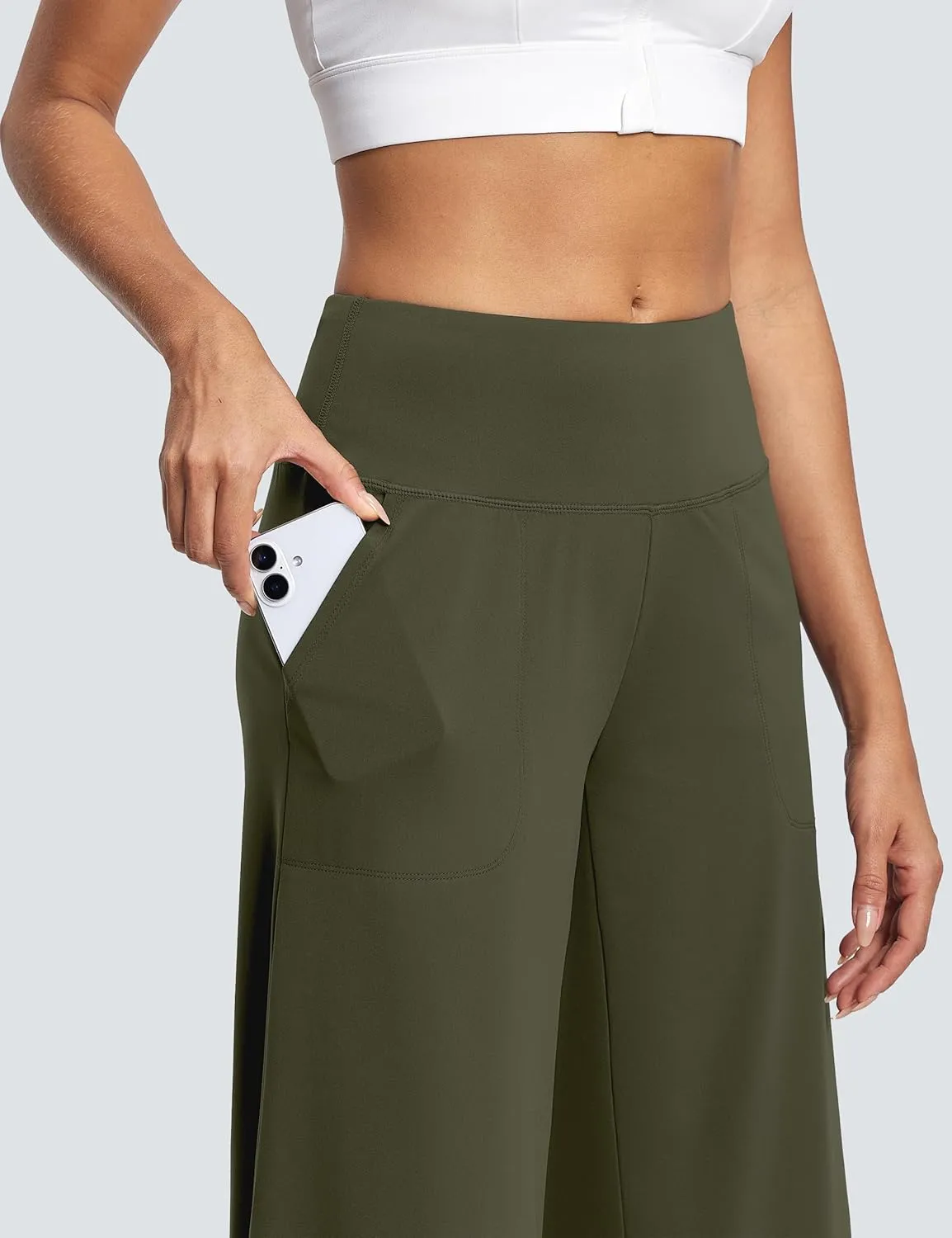 Women's Wide Leg Yoga Capris High Waist Loose Fit Dress Pants with Pockets Casual Lounge Capri Pants for Women