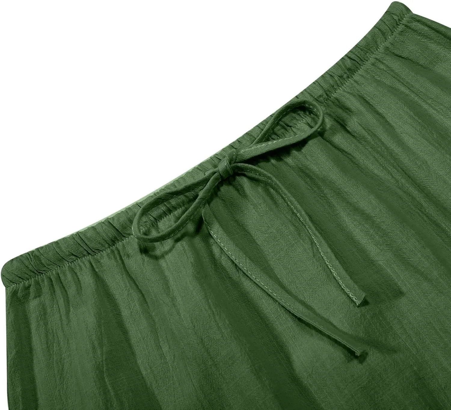 Womens Wrap Around Linen Skirt A-Line Cut Elastic Waistband Ankle-Length Lightweight Summer Skirts for Beach Vacation
