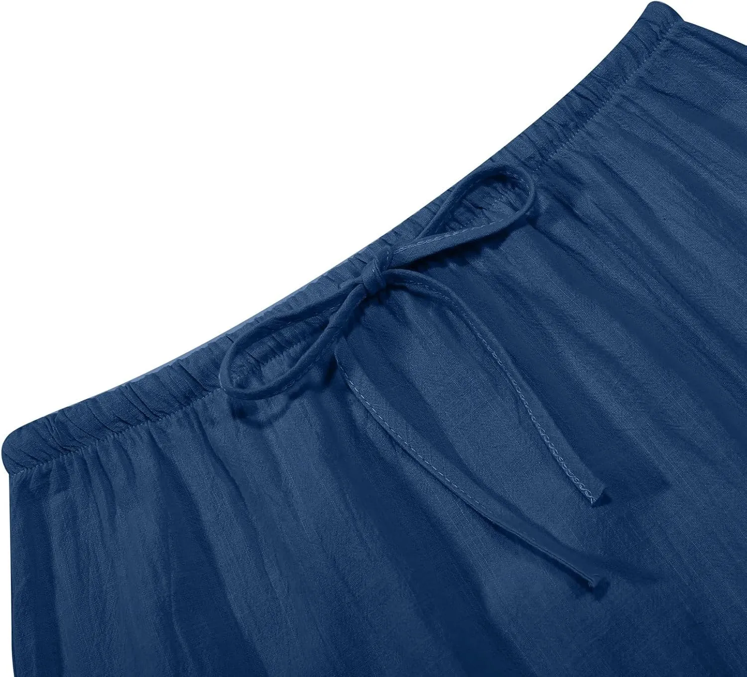 Womens Wrap Around Linen Skirt A-Line Cut Elastic Waistband Ankle-Length Lightweight Summer Skirts for Beach Vacation