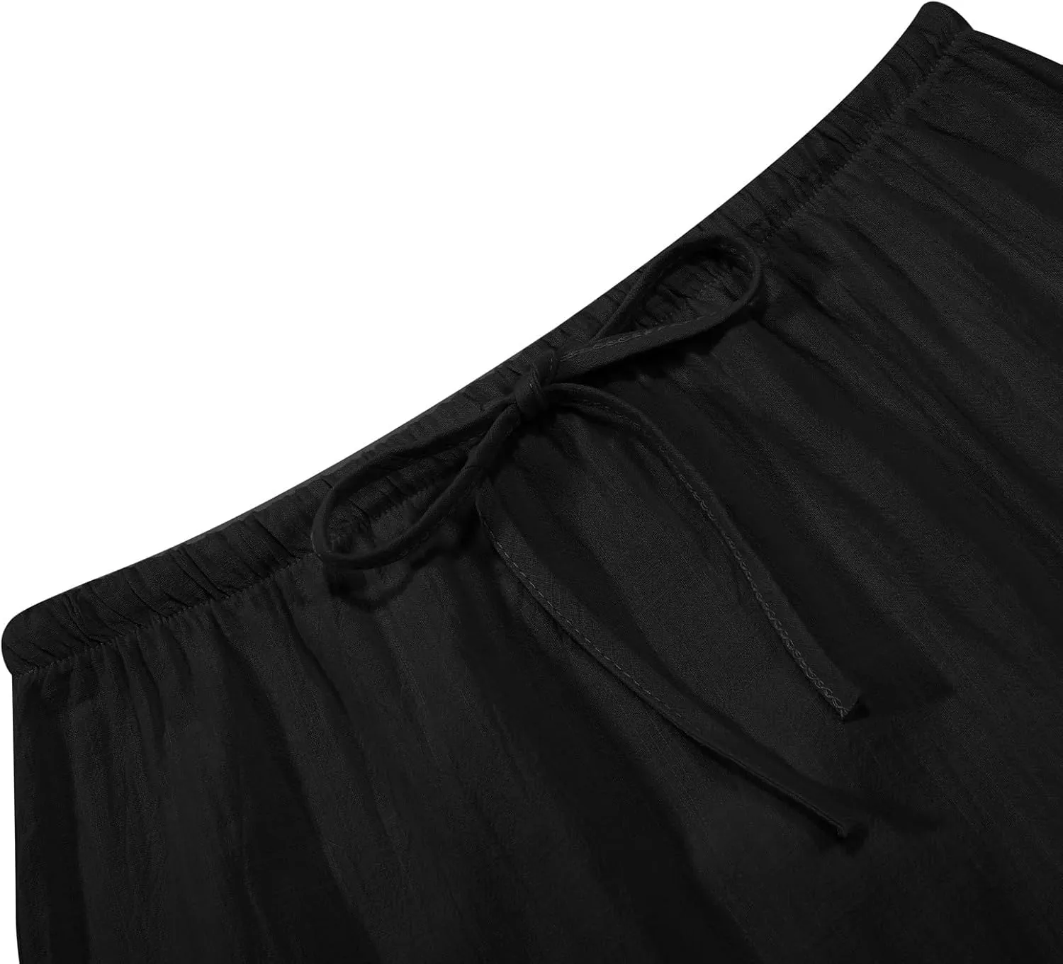 Womens Wrap Around Linen Skirt A-Line Cut Elastic Waistband Ankle-Length Lightweight Summer Skirts for Beach Vacation