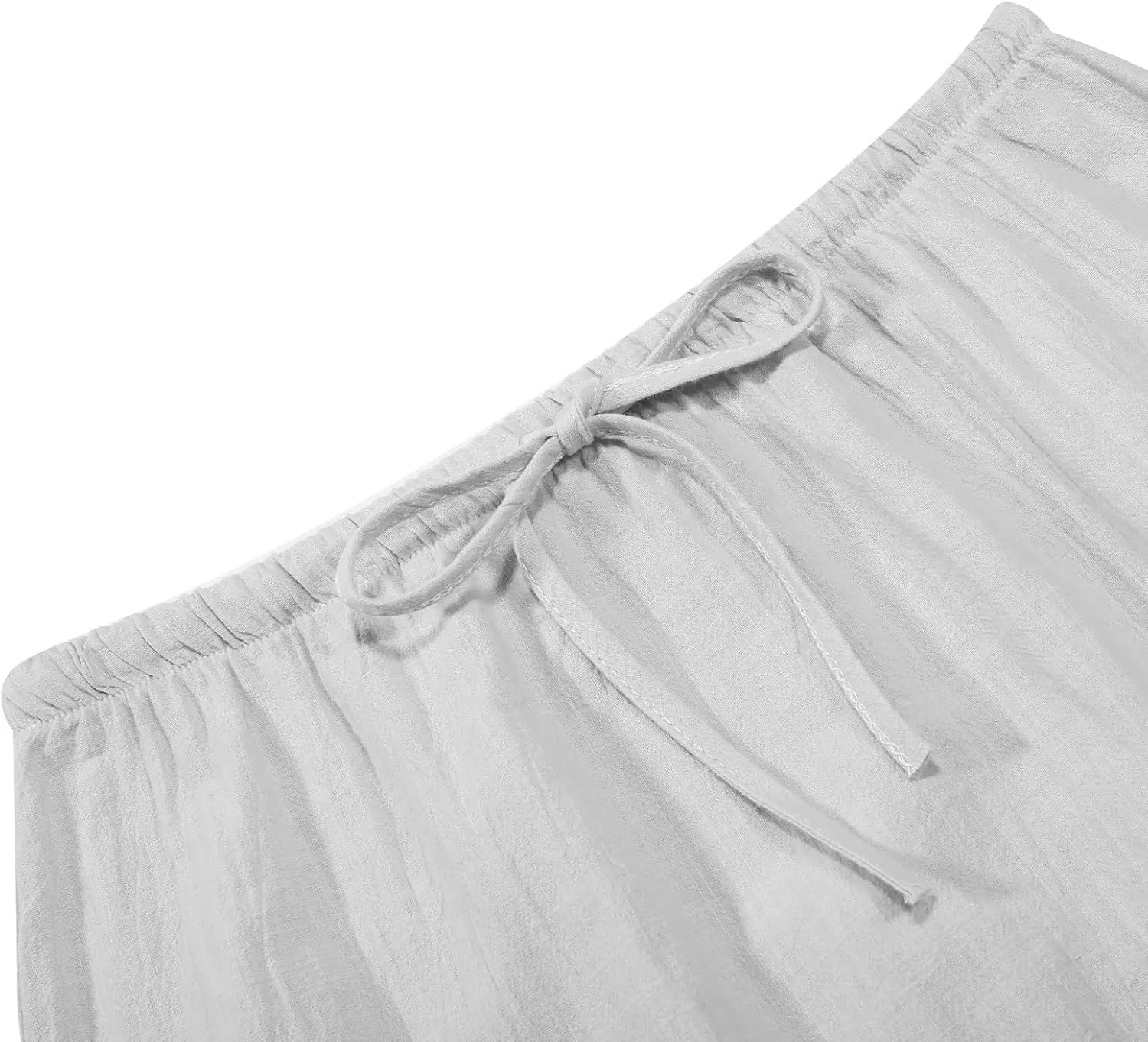Womens Wrap Around Linen Skirt A-Line Cut Elastic Waistband Ankle-Length Lightweight Summer Skirts for Beach Vacation