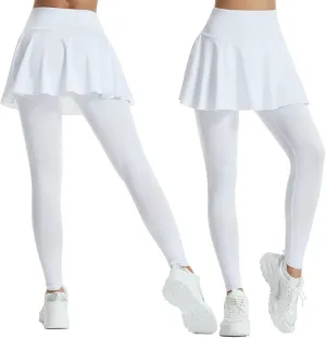 Women's Yoga Pants Skirt Solid Color High Waist Fitness Trousers Cycling Running Training Sports Leggings