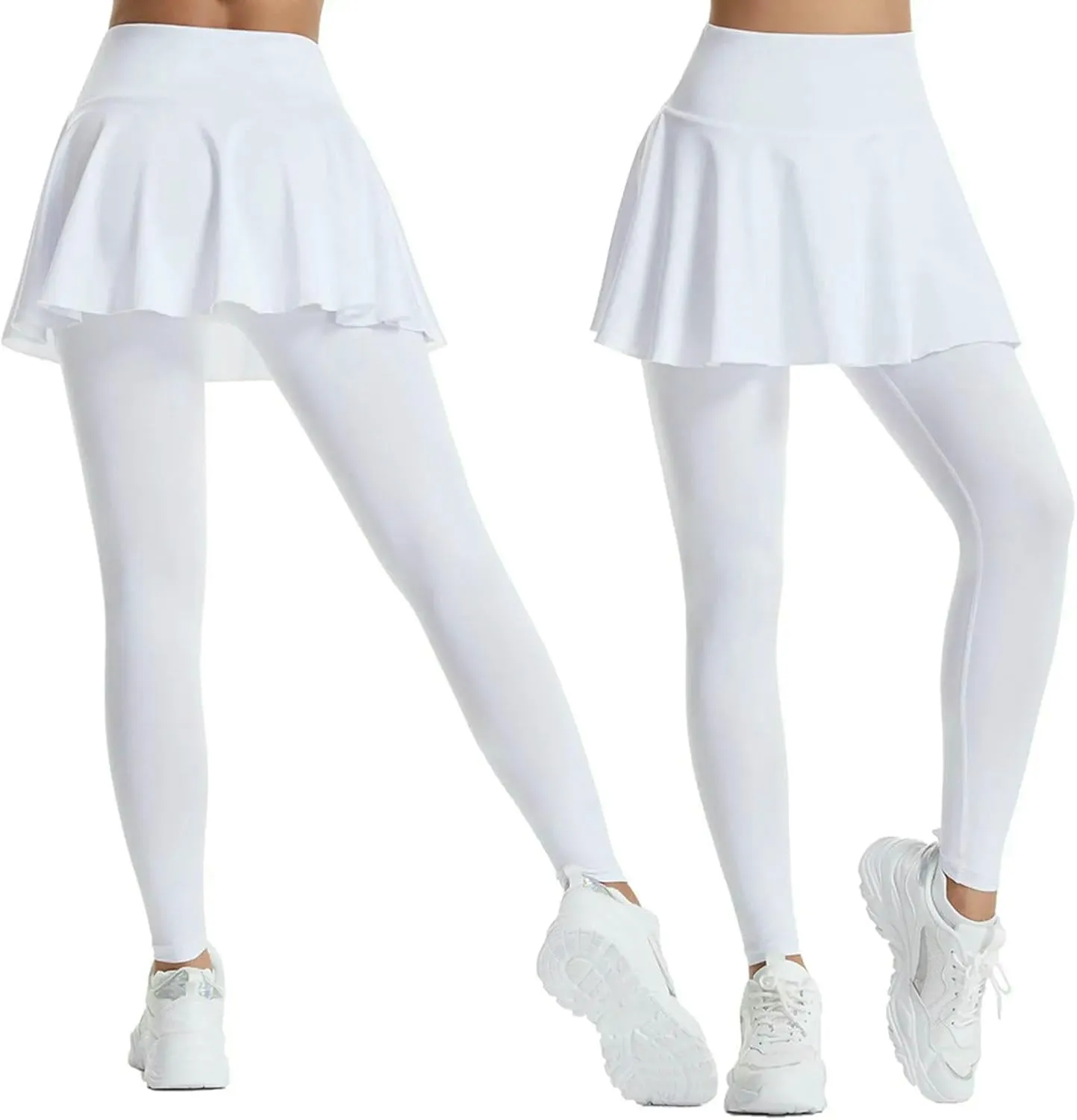 Women's Yoga Pants Skirt Solid Color High Waist Fitness Trousers Cycling Running Training Sports Leggings