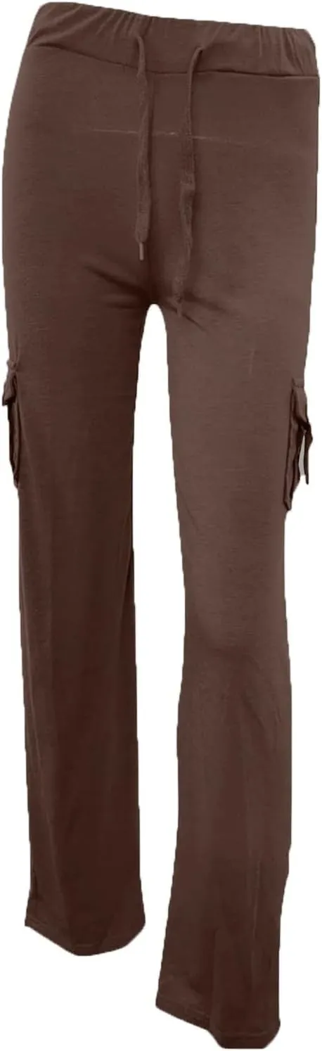 Womens Yoga Pants with Pockets Bootcut Flare Workout Stretchy Cargo Pants High-Waisted Wide Leg Pants Tummy Control