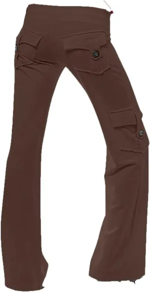 Womens Yoga Pants with Pockets Bootcut Flare Workout Stretchy Cargo Pants High-Waisted Wide Leg Pants Tummy Control