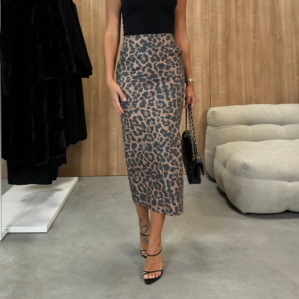 yoeasy Womens PU Leather Midi Skirts High Waist Split Slit Hip Ruched Wrap Bodycon Pencil Skirts