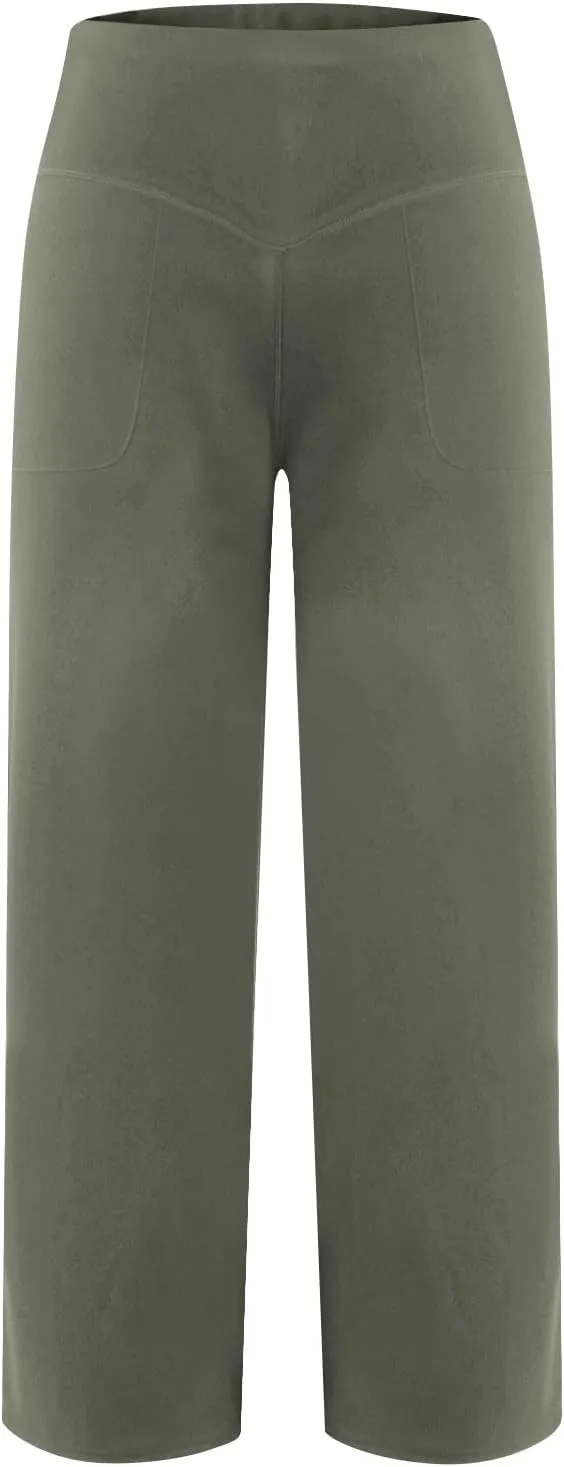 Yoga Pants Women Wide Leg Pants with Pockets Stretch High Waist Baggy Sweatpants Trendy Wide Leg Yoga Pants