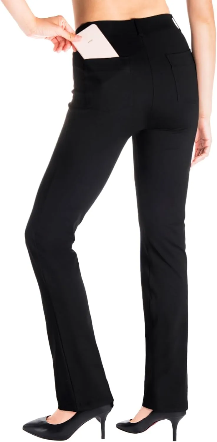 Yogipace,Belt Loops,Women's Petite/Regular/Tall Straight Leg Yoga Dress Pants