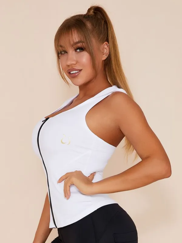 ZASUWA Female Sleeveless Hooded Zipper Tanks